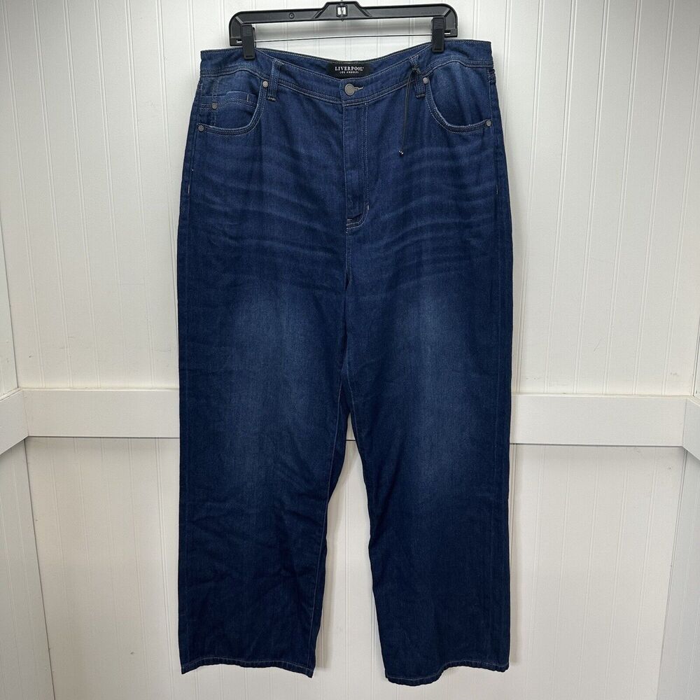Liverpool Jeans 33/16 Womens Blue High Rise Straight Wide Denim Lightweight NEW